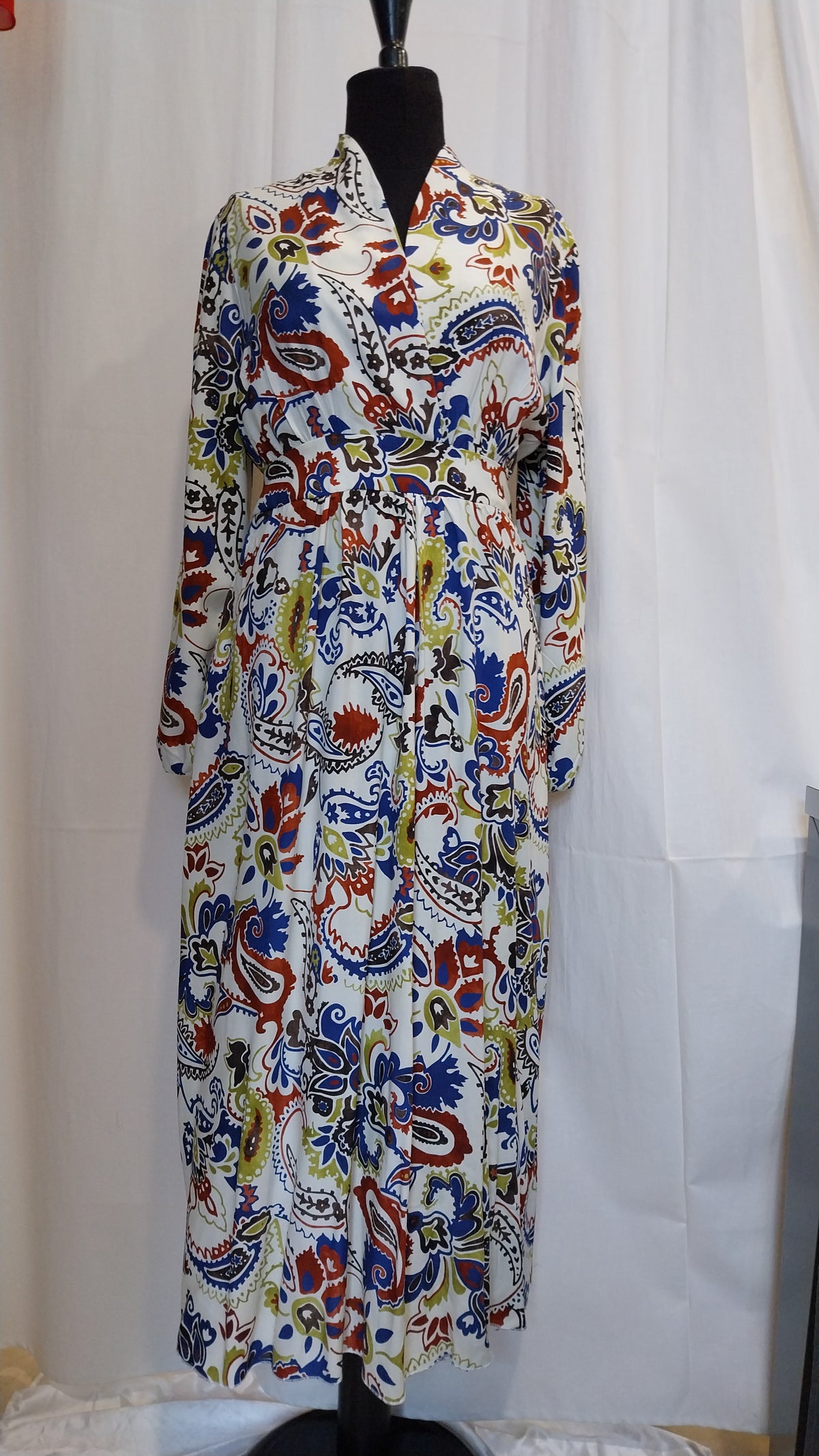 Vestito Lungo Fantasia Paisley in Viscosa - Taglia 44
