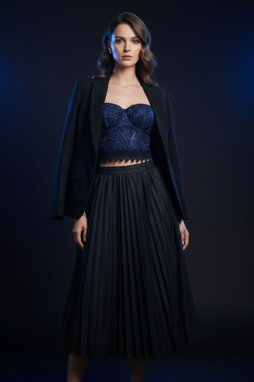 Top Blu - Gonna Nera - Giacca Nera